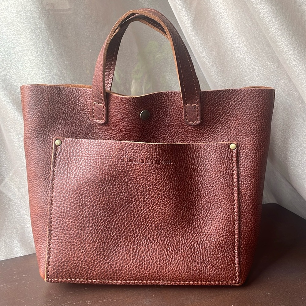 Portland Leather Goods Nutmeg mini snap crossbody tote